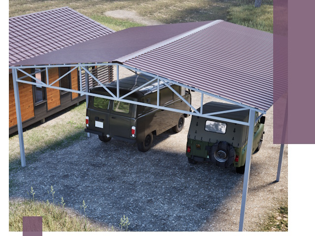 Двускатные навесы под ключ в Похвистневе — изготовление и монтаж